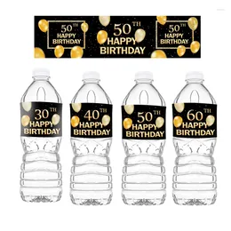 Party Decoration 10Pcs 30 40 50 60 Year Old Happy Birthday Paper Bottle Sticker Decorative Supplies Drink