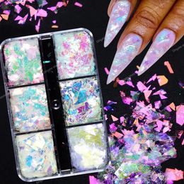 6 Color Changing Nail art Flake Nail Glitter Mix Size Sequins Various Styles Nail Art Flake Glitter Nail ArtNail Glitter Nail Art Tools