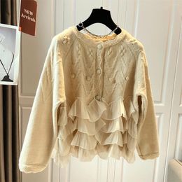 Women's Sweaters Gentle Soft Glutinous Long Sleeve Sweater Autumn And Winter Design Mesh Patchwork Knitting Top For Women