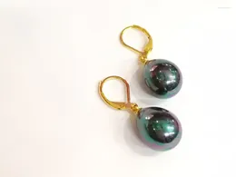 Dangle Earrings 12x16mm Women Jewellery Classic Earring Black Colours Water Drop Beads Natural South Sea Shell Pearl Gold Colour Hook