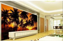 Wallpapers Custom 3D Mural Wallpaper TV Backdrop Dusk Seaside Landscape Tree Po Home Decoration