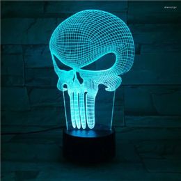 Night Lights Creative Skull 3D Light Anime For Bedroom Decor Cute Birthday Color Gift LED Lamp Manga Kid Love Halloween Present