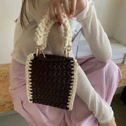 Shoulder Bags Customized Knitted Bag Contrast Color Women's Bag Mini Women's Square Handbag Flip Walletstylishhandbagsstore