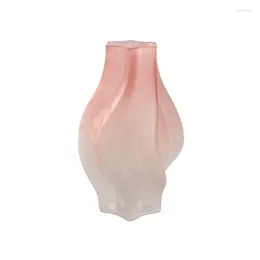 Vases Frosted Light Luxury Vase High Appearance Horizontal Living Room Table Decoration Pieces Glass Flower Arranger