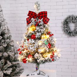 Christmas Decorations Desktop Christmas Tree with LED Light Flocking Artificial Xmas Tree DIY Small Christmas Tree Decorations Kit Navidad Decor 231027
