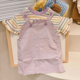 Girl Dresses 2023 Summer Korean Style Sweet Cute Girls Suspenders Skirt Sleeveless Thin Soft Fashion Design Pretty