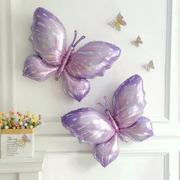 Christmas Decorations Purple Butterfly Balloons Set 40inch Number Balloon Silver Birthday Wedding Baby Shower Party Decoration 231027