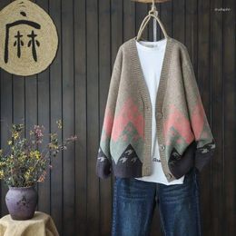 Women's Knits Khaki Korean Lady Girl Out Cloth Long Sleeve Knitted Sweater Women Vest Sweaters Button Jumpers Cardigan Jacket Loose Coat