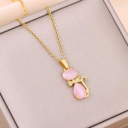 Pendant Necklaces Cute Sexy Opal For Women Temperament Female Stainless Steel Neck Chain Ladies Party Jewellery Wholesale