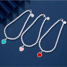 Luxury Bracelets Women's Bangle Tiff Designer Love Heart-shaped Enamel Pendant Hand Chain Female Tiffanjewelry S925 Silver Girl Handchains Ladies Bracelet Px18