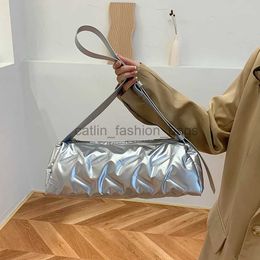 Shoulder Bags Fashion Solid Color Cylindrical Soul Bag Soft PU Leather Cross Body Bag Women's Pleated Bagcatlin_fashion_bags