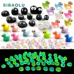 Decorative Objects Figurines Luminous Briquettes Elfs Black Ball Duck Figurine Home Decor Glowing Miniature Fairy Garden Decoration Accessories Modern 231027