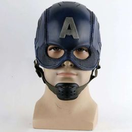 Superhero Captain US Cosplay Costume Steve Rogers PVC Mask Fancy Halloween Carnival Hat Accessories