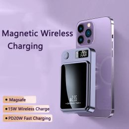 Qi Magnetic Wireless Power Bank 20000mAh Fast Charging for iPhone14 Huawei Samsung Powerbank with Magnetic Ring Portable Charger