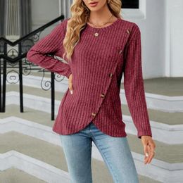 Women's Sweaters Single-breasted Button Sweater Unique Hem Cozy Stylish Fall/winter Button-adorned Thick Knit Pullover