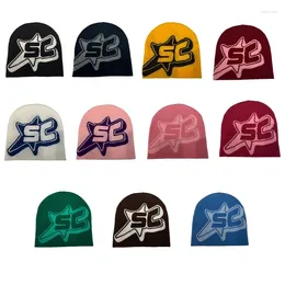 Ball Caps Jacquard Letter Pattern Hat Adult Elastic Winter Warmer Knitted Cold Presents For Students Teenagers