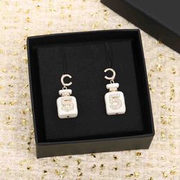 2023 Luxury quality Charm drop earring with diamond and white bottle shape design in 18k gold plated have stamp box PS4766A