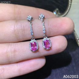 Stud Earrings KJJEAXCMY Fine Jewellery 925 Sterling Silver Inlaid Natural Pink Sapphire Female Ear Studs Luxury Support Detection