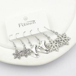 Wholesale 3pairs Earrings Set Enamel Snowflakes 3D Ice Skate Earrings For Women Girl Ice Skaters Gifts Jewellery Brincos Pendientes