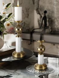 Candle Holders Italian Style Marble Metal Candelabra Living Room Dining Table Wedding Scene Romantic Soft Decoration Accessories