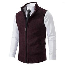 Men's Vests Zipper Sweater Vest For Men Warm Stylish Knitted Stand Collar Sleeveless Work