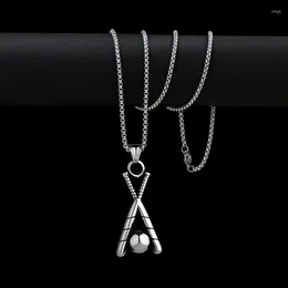 Pendant Necklaces Baseball Sports Lovers Stainless Steel Necklace Men's Chain Hip Hop Accessories Bat Titanium Jewellery