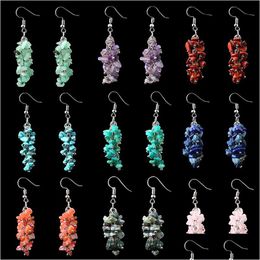 Charm Long Tassel Hanging Drop Earrings Boho Natural Irregar Chip Crystal Stone Earring Women Fashion Jewelry Accessories Gift Deliver Dhxjq