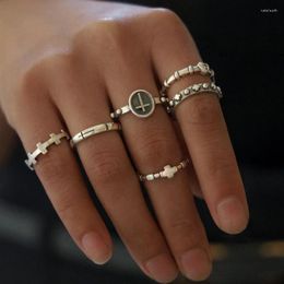 Cluster Rings DIEZI Bohemian Vintage Cross Charm Knuckle Joint Set For Women Men Girls 2023 Hip Hop Silver Colour Finger