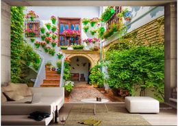 Wallpapers Custom Po 3d Wallpaper Spanish Architecture Courtyard Landscape Background Home Decor Living Room For Walls 3 D