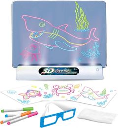 Intelligence toys 3D Magic Drawing Tablet Luminous Three Dimensional Writing Board Toy For Kids Educational Learning Toys Gift 231030