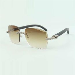 2022 exquisite bouquet diamond sunglasses 3524014 with natural black wood sticks and cut lens 3 0 thickness size 18-135 mm244T
