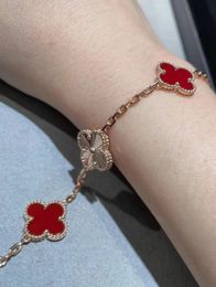 luxury brand clover designer bracelets Jewellery 18K rose gold red stone laser bangle bracelet