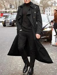 Men Blends Casual Long Trench Coat Slim Fit Solid Colour Belted Gift for Christmas Birthday Year 231027