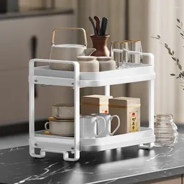 Kitchen Storage Double-layer Water Cup Holder Bowl Tray Racks Living Room Household Shelf Desktop Drain Home Organisers