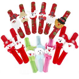 Christmas Slap Bracelet Flannel Snowman Deer Santa Slap Wristhand Without light Xmas Kids Party Toys Children Christmas Toys