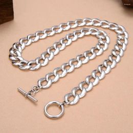 Chains Real 925 Sterling Silver 12mm CURB Link Chain Necklace S925 17.7"-23.6"