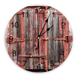 Wall Clocks Wooden Door Paint Retro Round Clock Modern Design Home Living Room Decoration Children's Kitchen Table