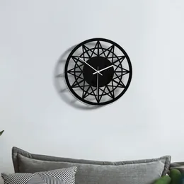 Wall Clocks Black Acrylic Hanging 28cm Brief Metal Needle Silent Movement Round Background Decoation El Home Watch