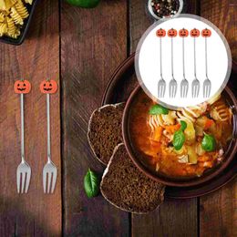 Spoons 6 Pcs Cutlery Heavy Duty Fork Halloween Dinner Household Dessert Multipurpose Pumpkin Forks Stainless Steel Metal