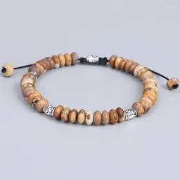 Charm Bracelets Handamde Natrul Stone Bracelet For Women Disc Shape Japser Friendship Fashion Punk Lovers Jewellery Gifts