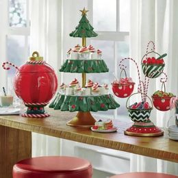 Christmas Decorations Cupcake Rack Snack Rack Christmas Tree Dessert Candy Plate Snack Tray Double Layer Cake Stand Fruit Holder Bowl Xmas Decoration 231030