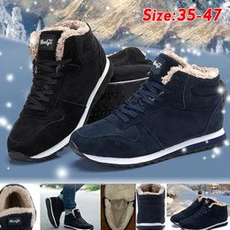 Boots Men Boots Men's Winter Shoes Fashion Snow Boots Shoes Plus Size Winter Sneakers Ankle Men Shoes Winter Boots Black Blue Footwear 231030