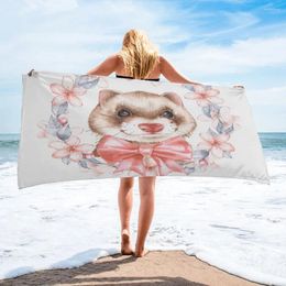 Towel Ferret Spring Watercolour Flower Art Bath For Adults Home Essentials Summer Swimming Beach Quickly Dry Face