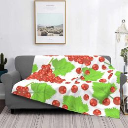 Blankets Pattern With Red Currant Berries Air Conditioning Blanket Travel Portable Background Berry Dessert Food Fresh