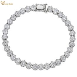 Chain Wong Rain Fashion 100% 925 Sterling Silver Created Gemstone Bracelet For Women Bangle Fine Jewelry Gift Wholesale 231027