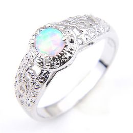Luckyshine NEW 10 Pcs Lot White Opal Gems 925 Silver Woman Engagement Ring Jewellery Size 7-8278I