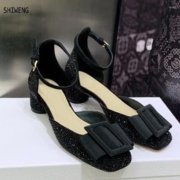 Dress Shoes Elegent Women's Single Thick Heel Shallow Mouth Pumps All-match Comfortable Low Work Small Leather