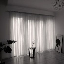 Curtain Tulle Sheer Curtains for Living Room Transparent Window Drape Rod Pocket Bedroom Panel Fabric Decor Cortinas 231027