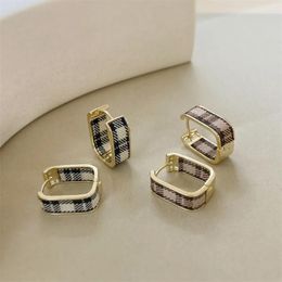 Hoop Earrings Fashion Lattice Square For Women 2023 Autumn Winter Temperament Jewelry Earings