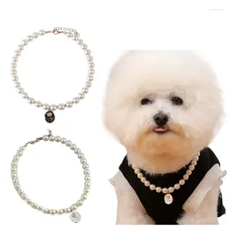 Dog Collars Cat Collar Pearl Shiny Rhinestone Pendants Cute Necklace Pet Accessories Jewelry Puppy Neck Chain